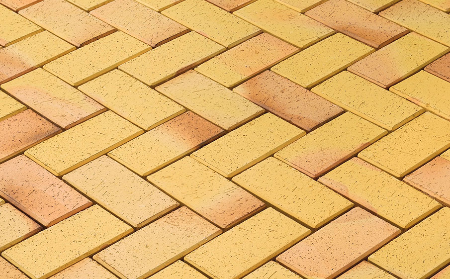 Тротуарная клинкерная брусчатка Vandersanden Plauen желтая, 200*100*52 мм