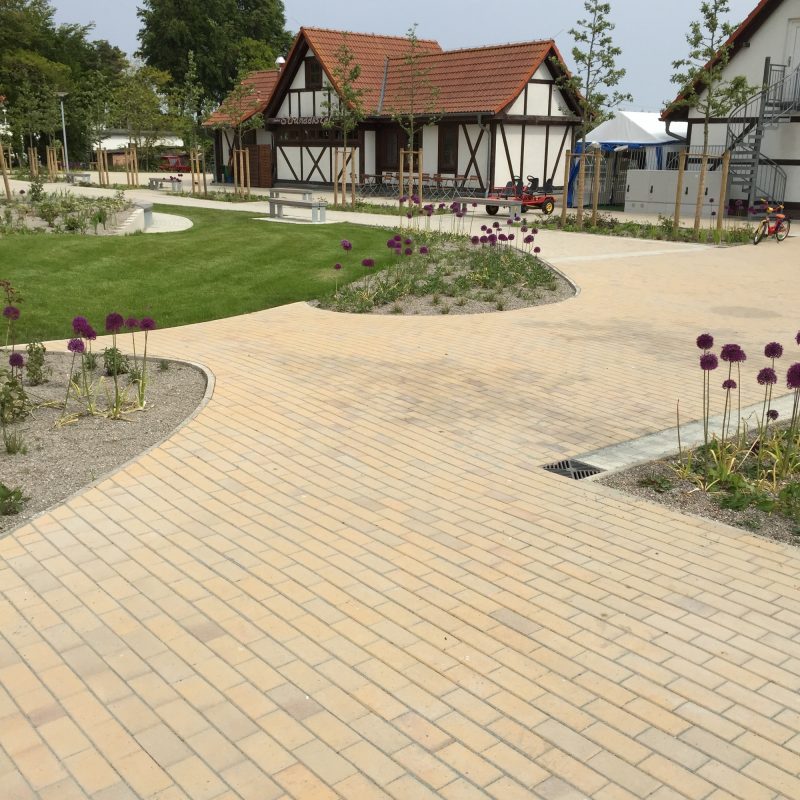 Тротуарная клинкерная брусчатка Vandersanden Plauen желтая, 200*100*45 мм